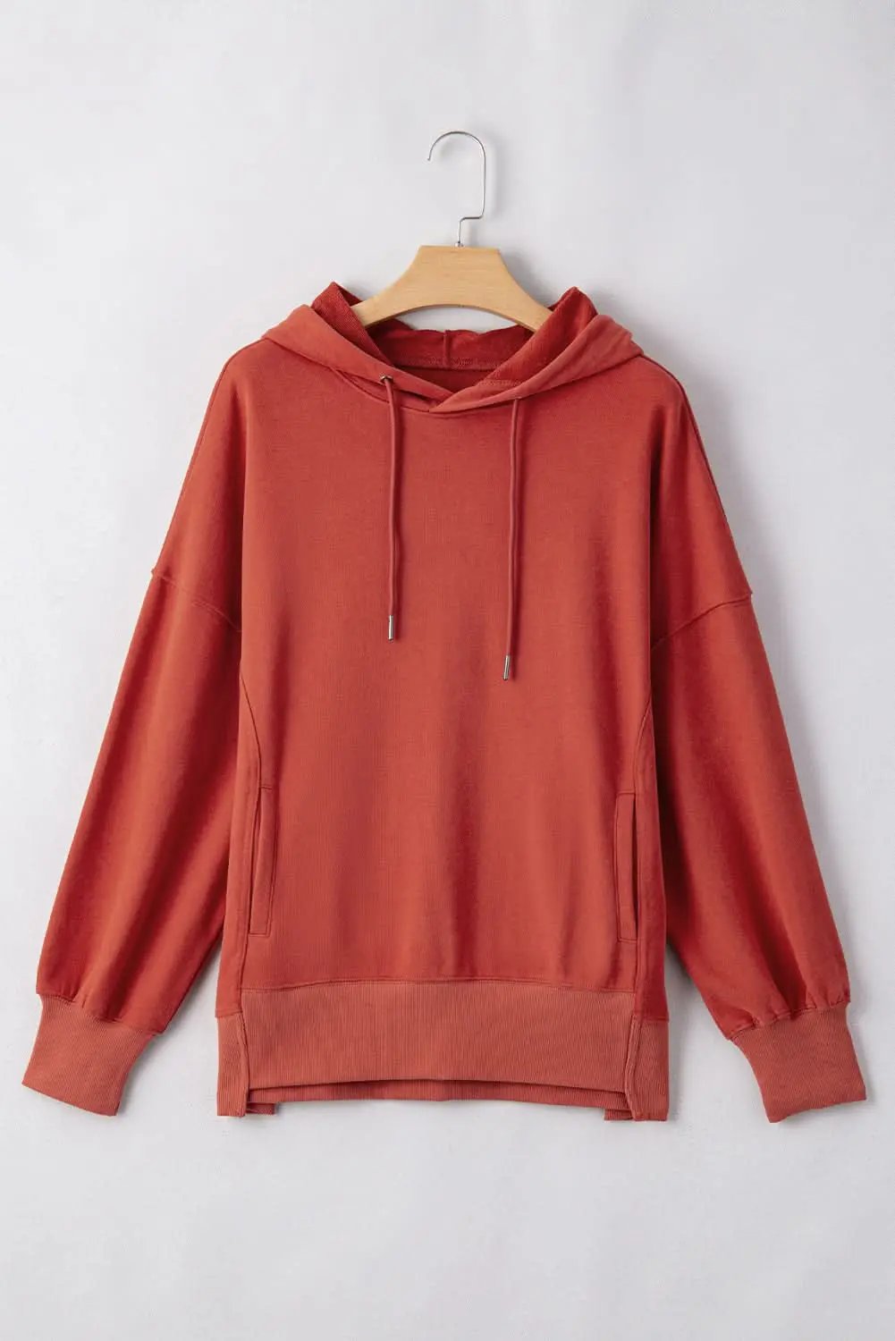 Red clay oversized drawstring hoodie - Love Salve 