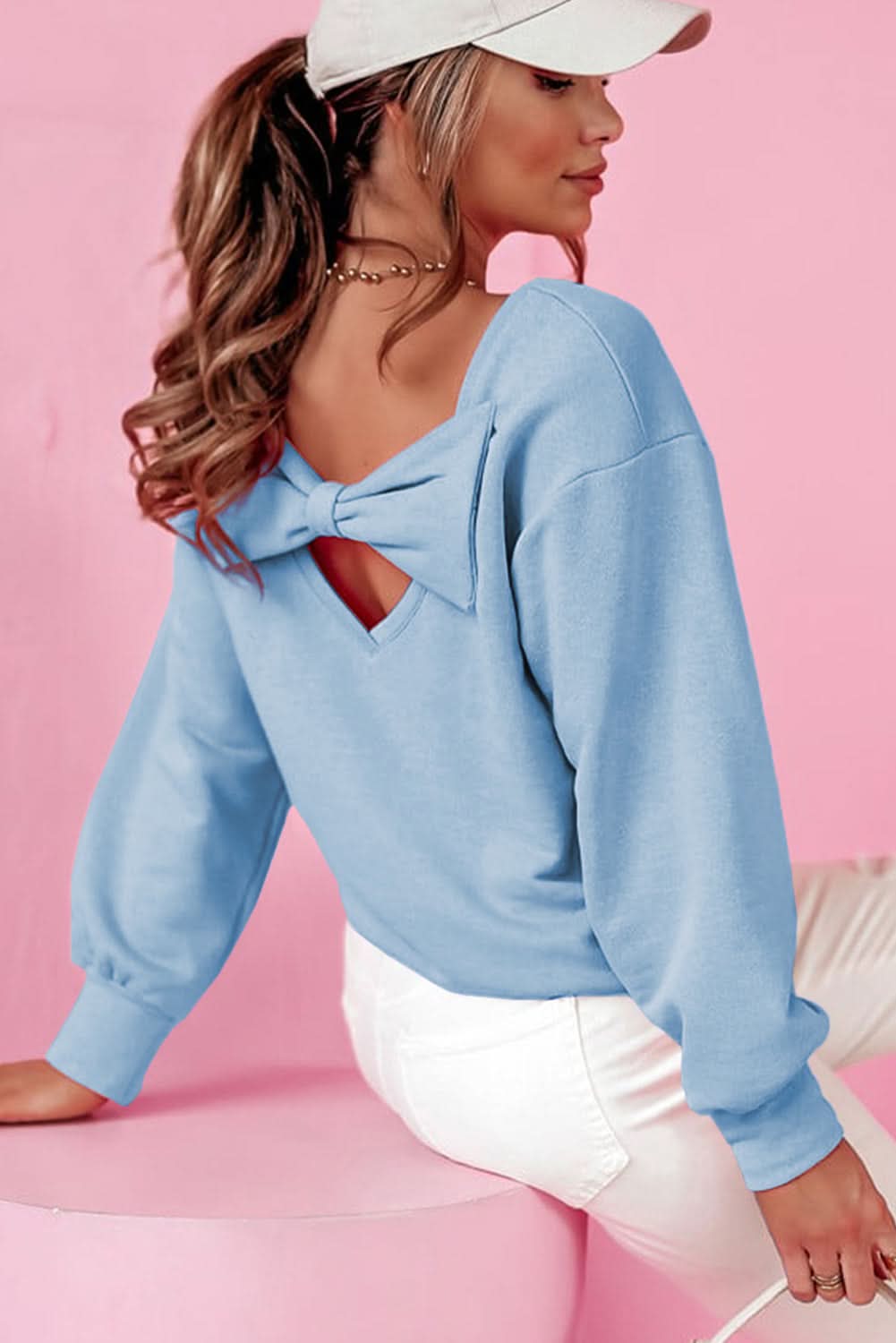 Sky blue bowknot sweatshirt - Love Salve 