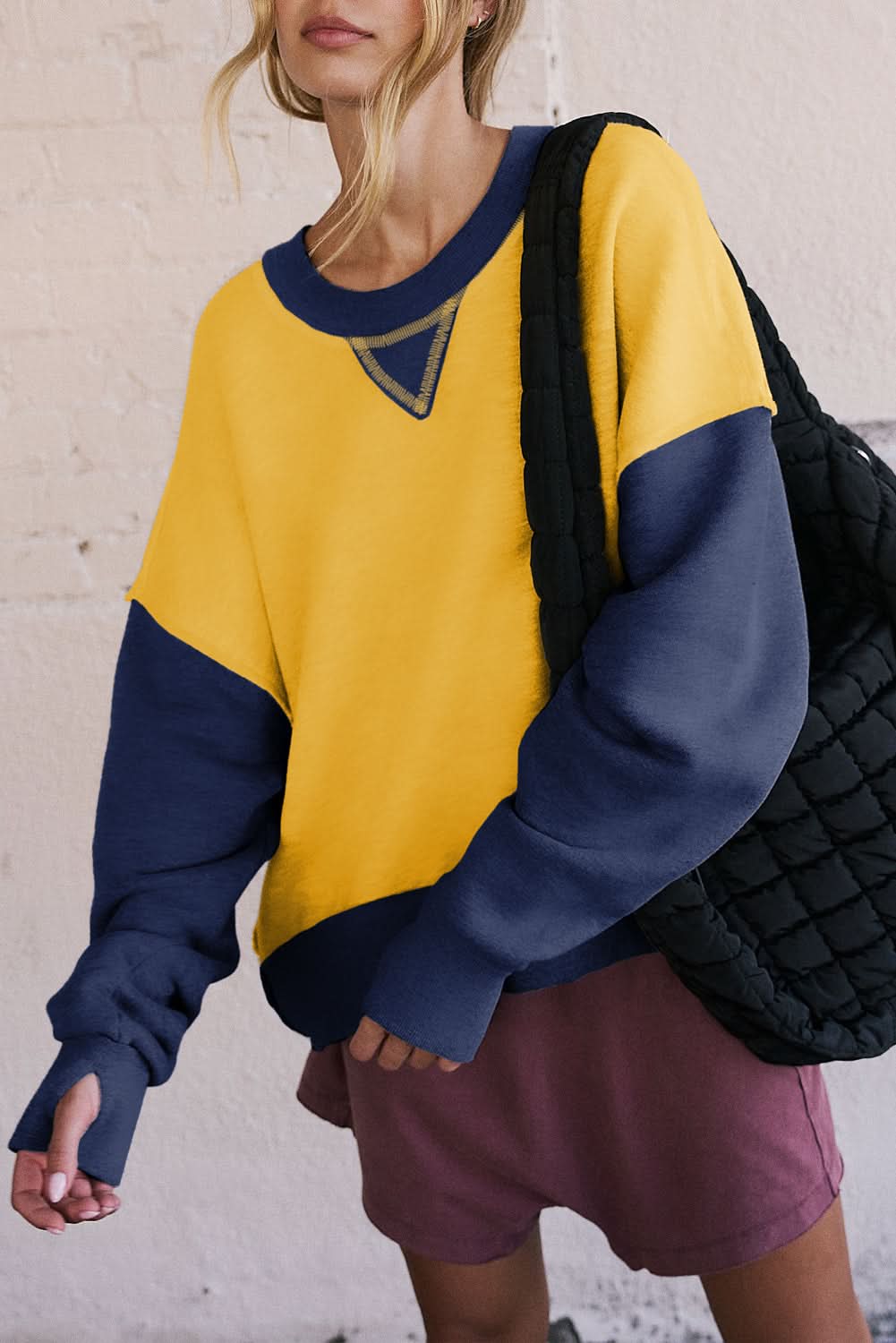 Yellow Color Block Sweatshirt - Love Salve 