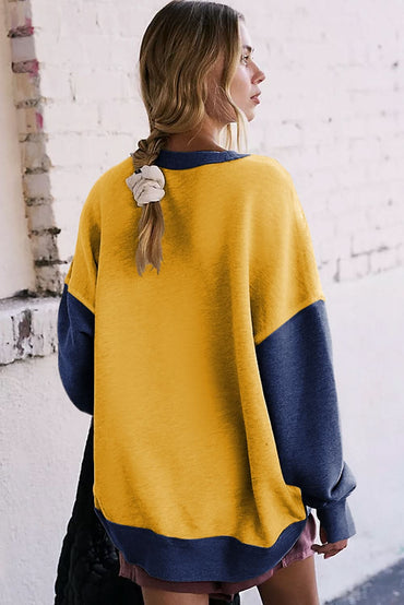 Yellow Color Block Sweatshirt - Love Salve 