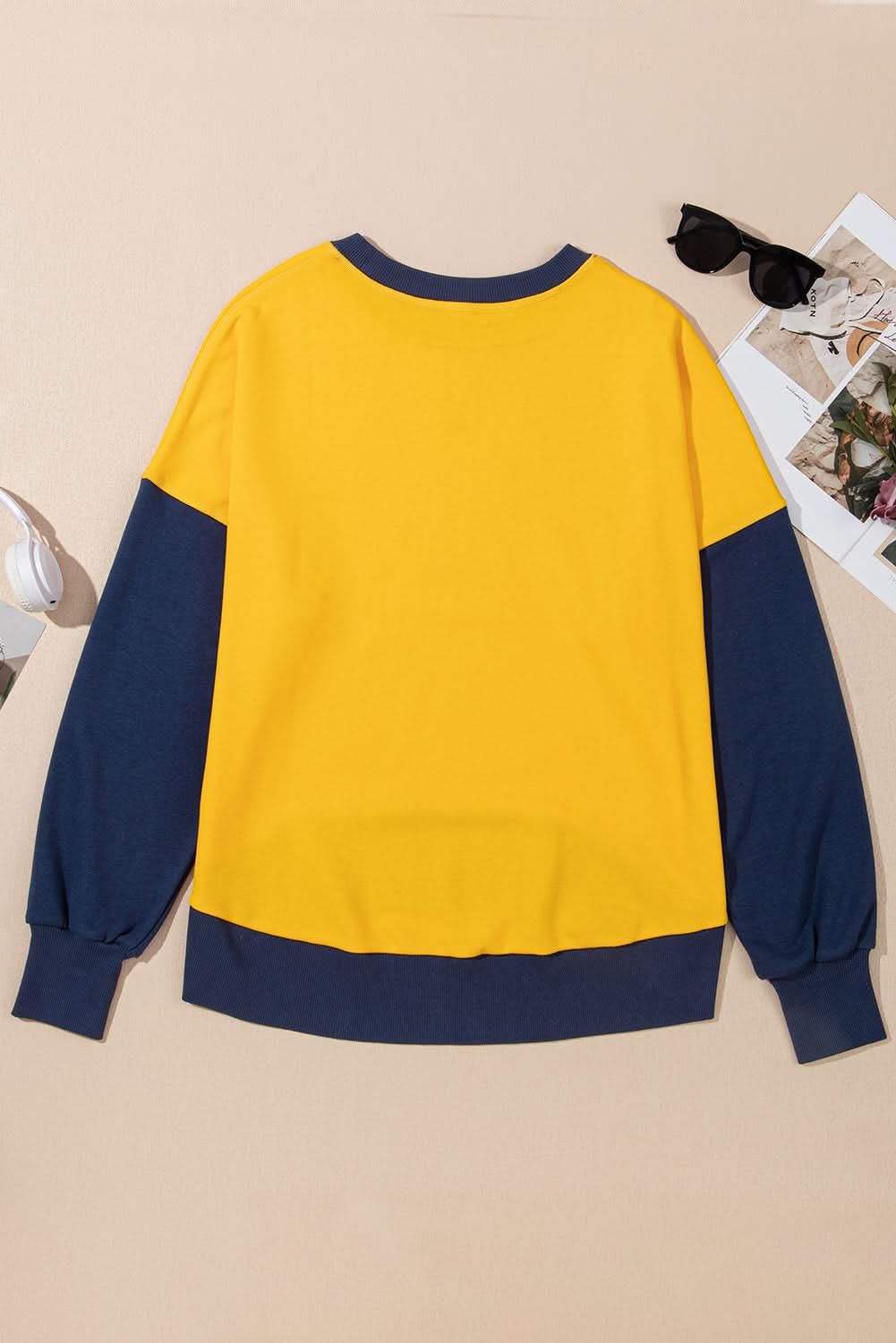 Yellow Color Block Sweatshirt - Love Salve 