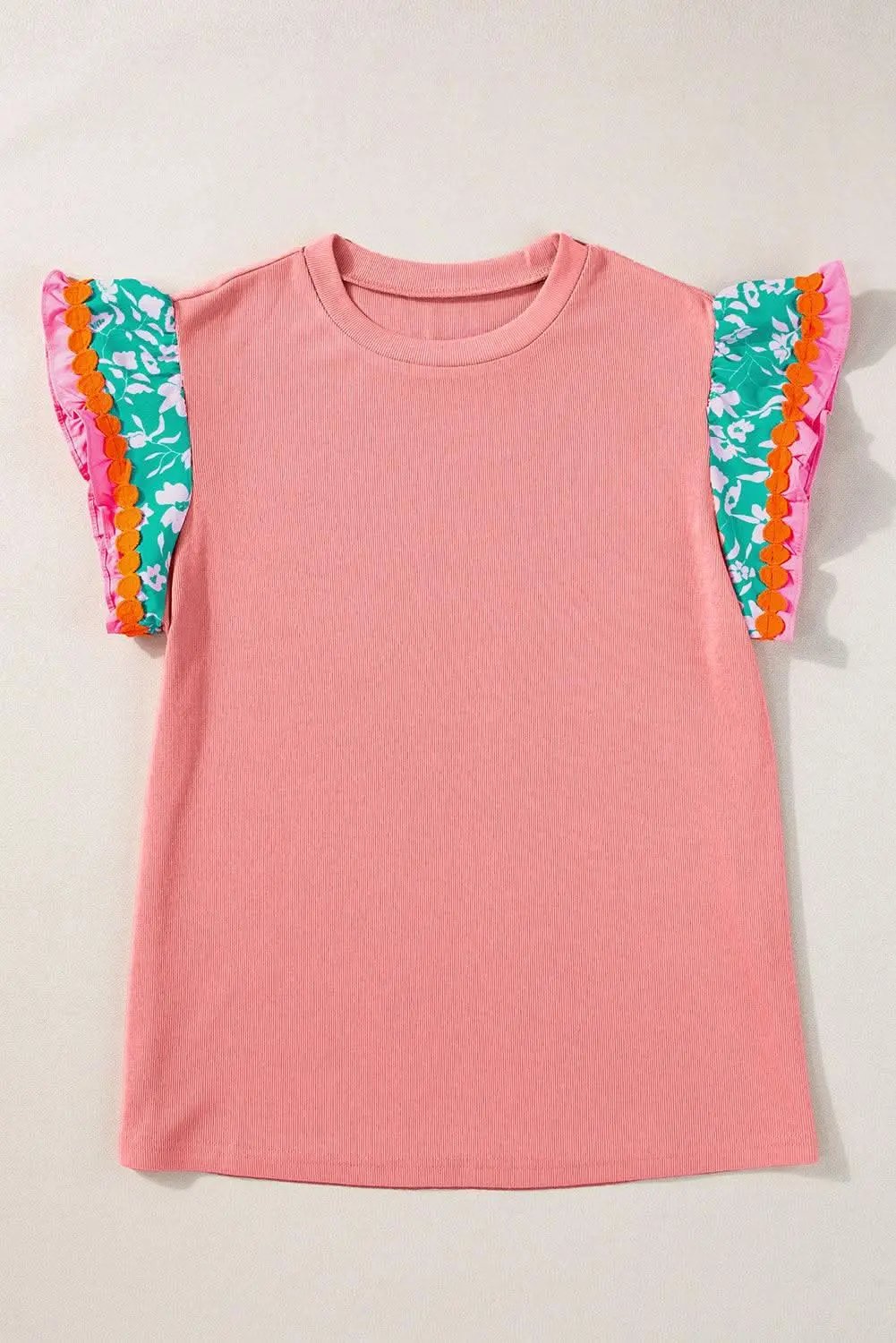 Peach blossom floral top with ricrac - Love Salve 