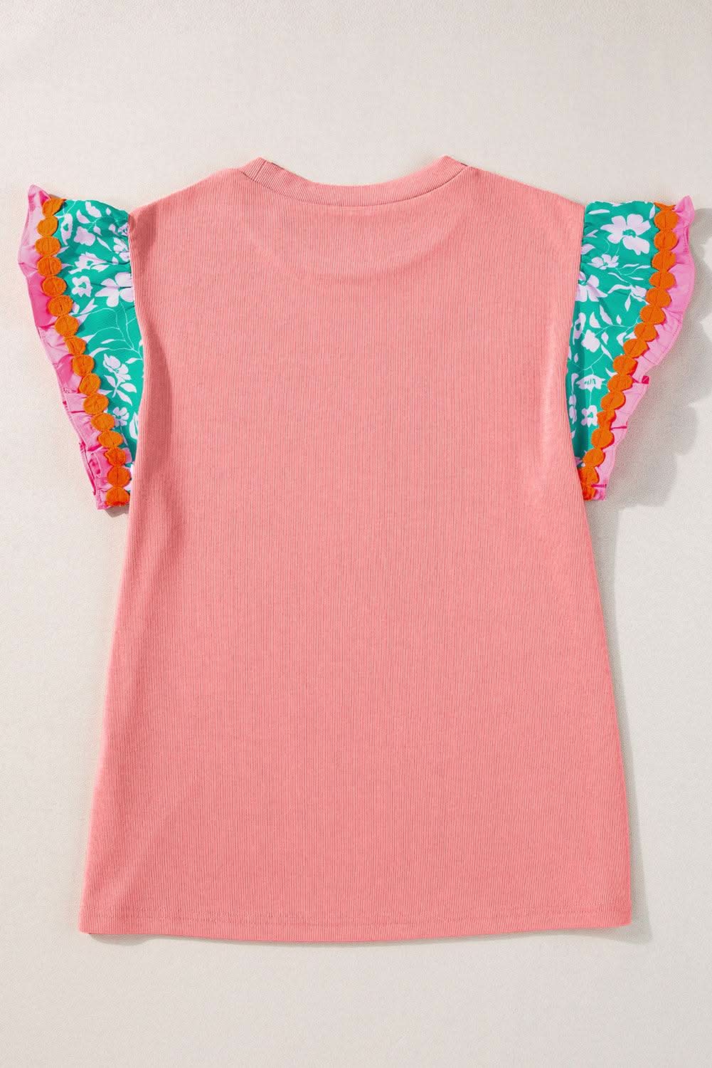 Peach blossom floral top with ricrac - Love Salve 