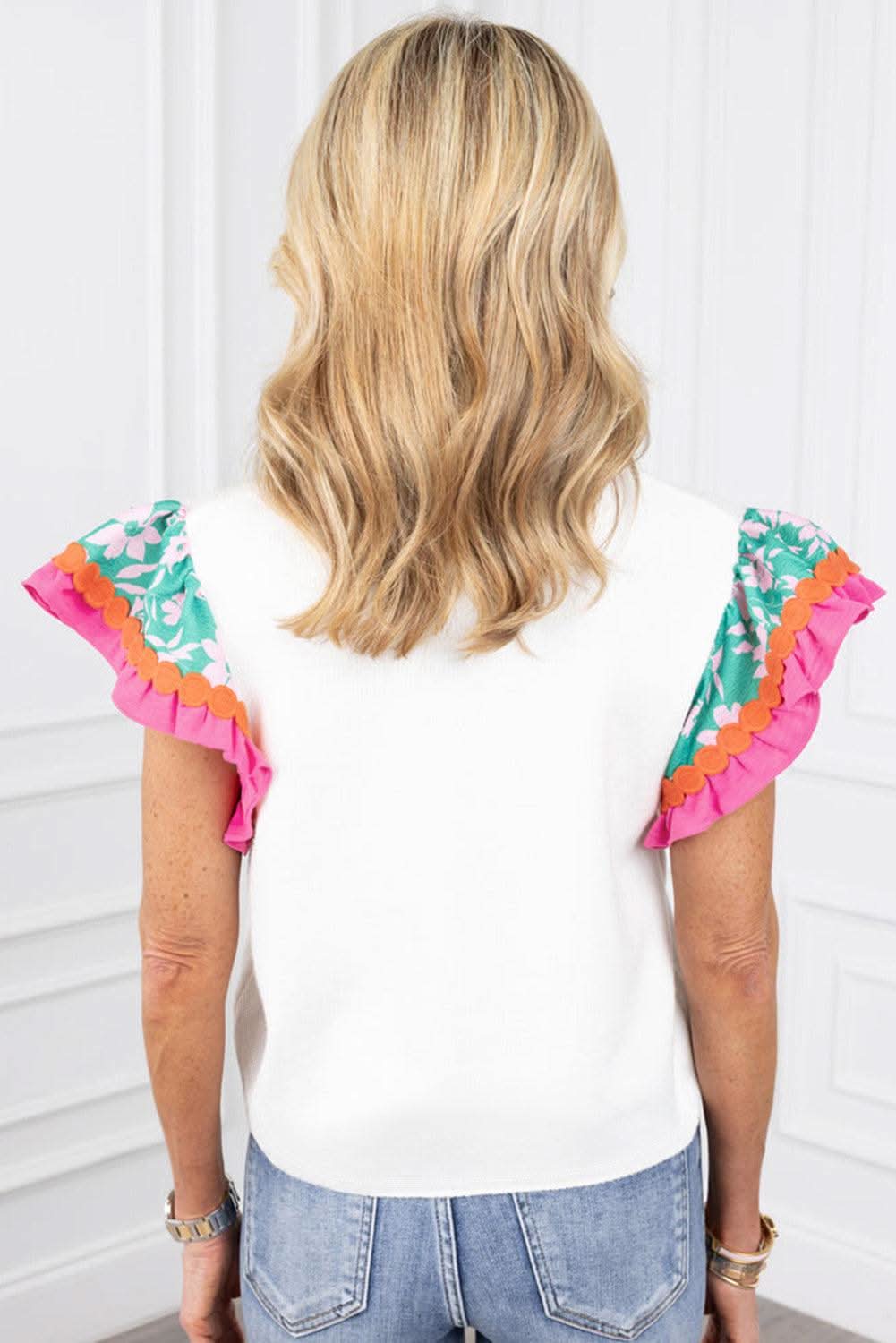 Floral sleeve shift top with ricrac details - Love Salve 