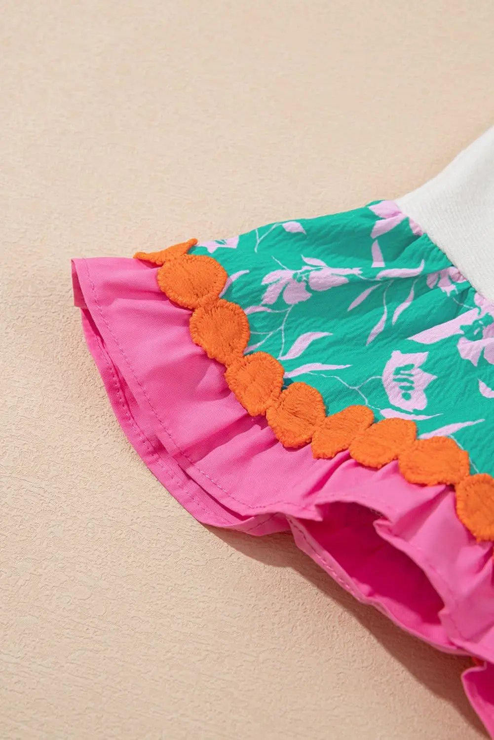 Floral sleeve shift top with ricrac details - Love Salve 