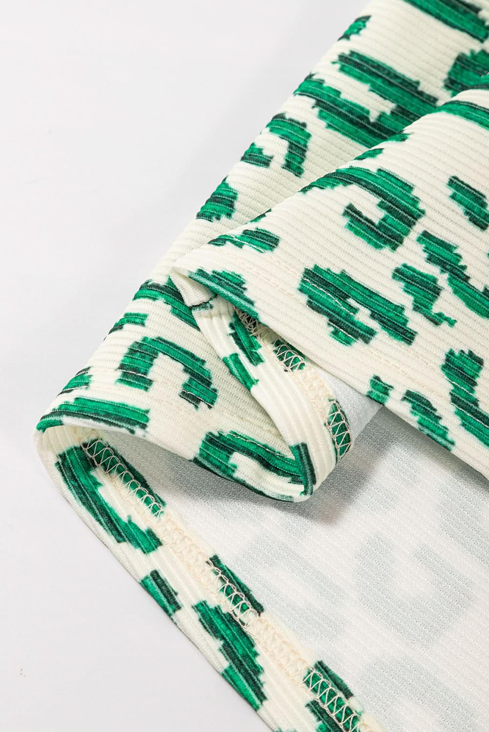 Blackish Green Leopard Print Mock Neck Puff Sleeve Top - Love Salve 