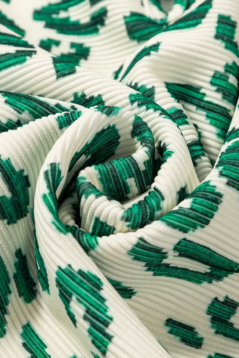 Blackish Green Leopard Print Mock Neck Puff Sleeve Top - Love Salve 