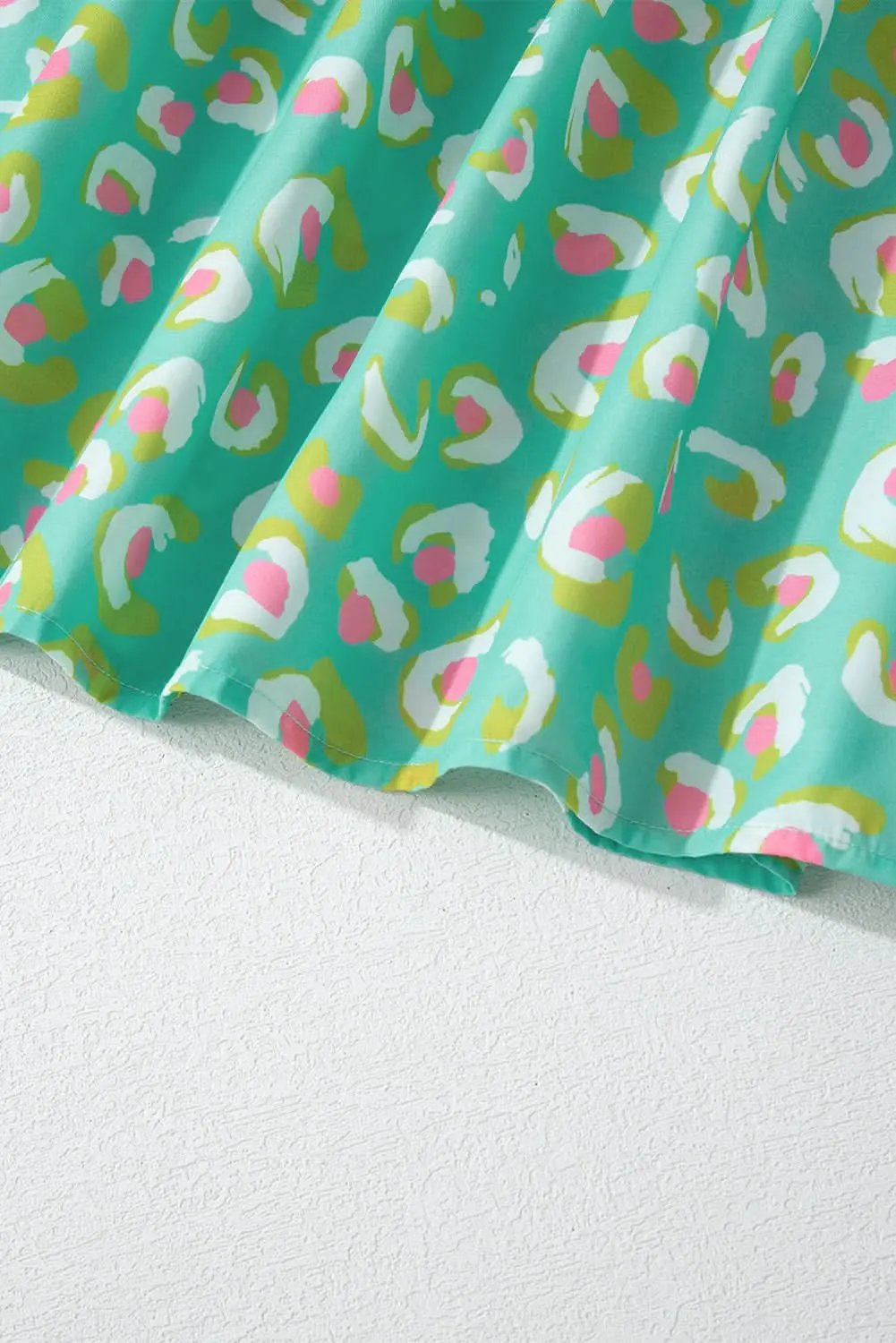 Green Abstract Printed Lace-up Lantern Sleeve Babydoll Blouse - Love Salve 