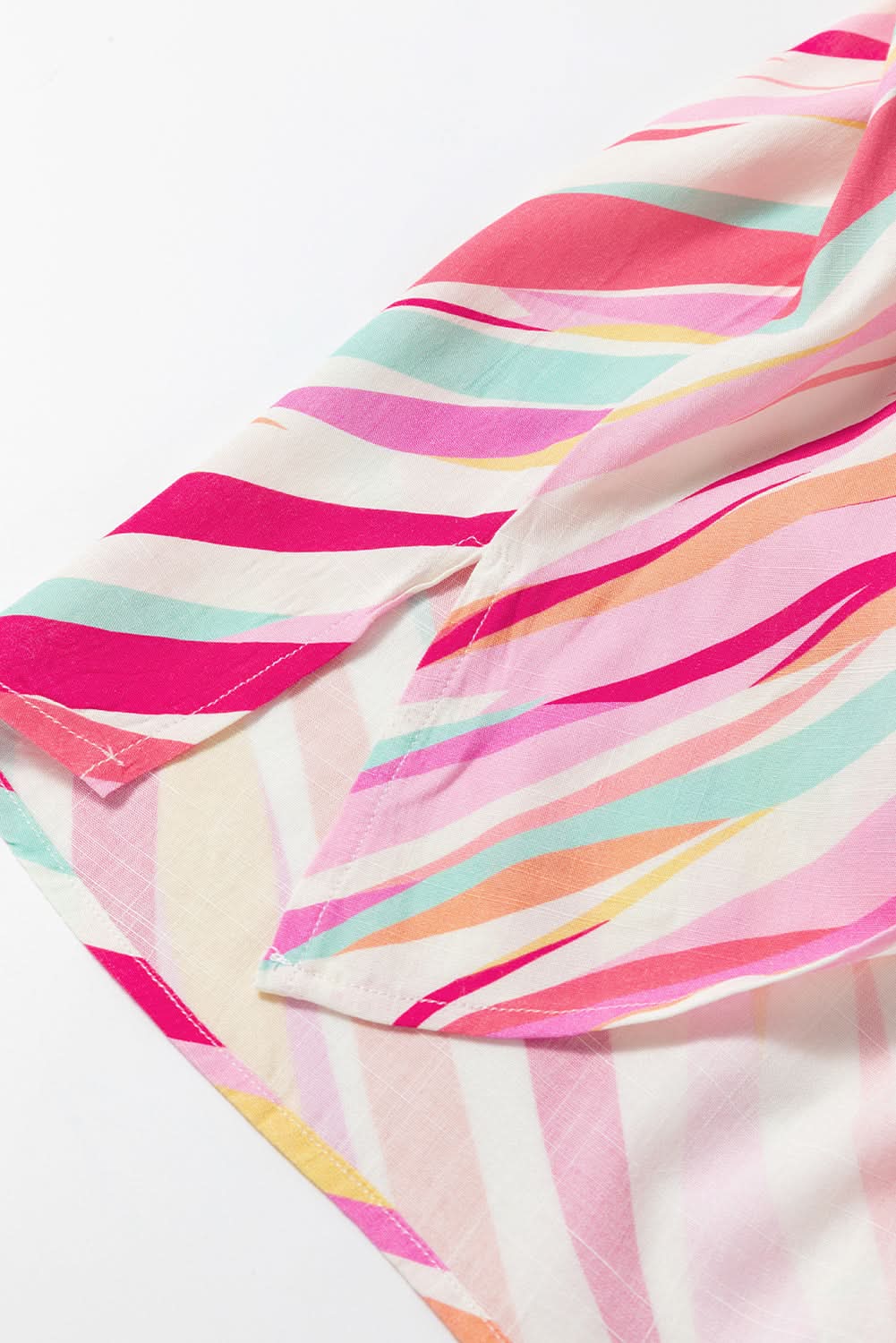 Multicolour Abstract Print High Low Short Sleeve Blouse - Love Salve 
