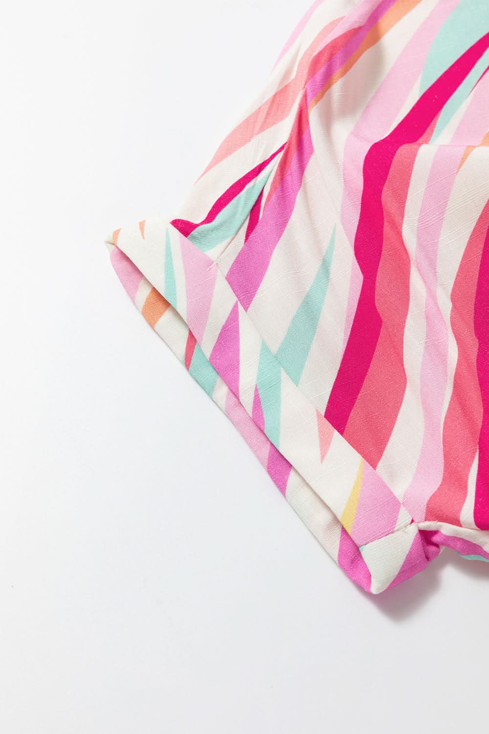 Multicolour Abstract Print High Low Short Sleeve Blouse - Love Salve 