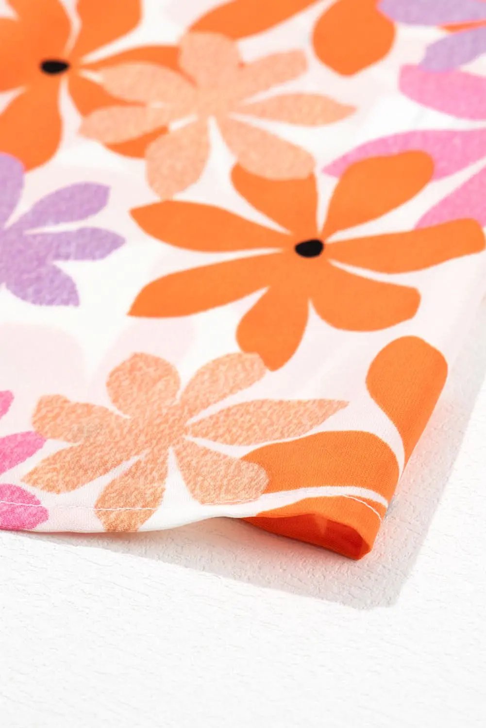 Orange Ruffled Sleeve Smocked Floral Top - Love Salve 