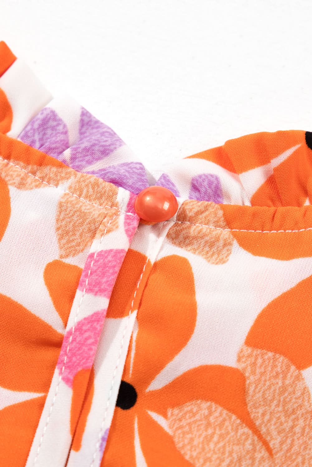 Orange Ruffled Sleeve Smocked Floral Top - Love Salve 