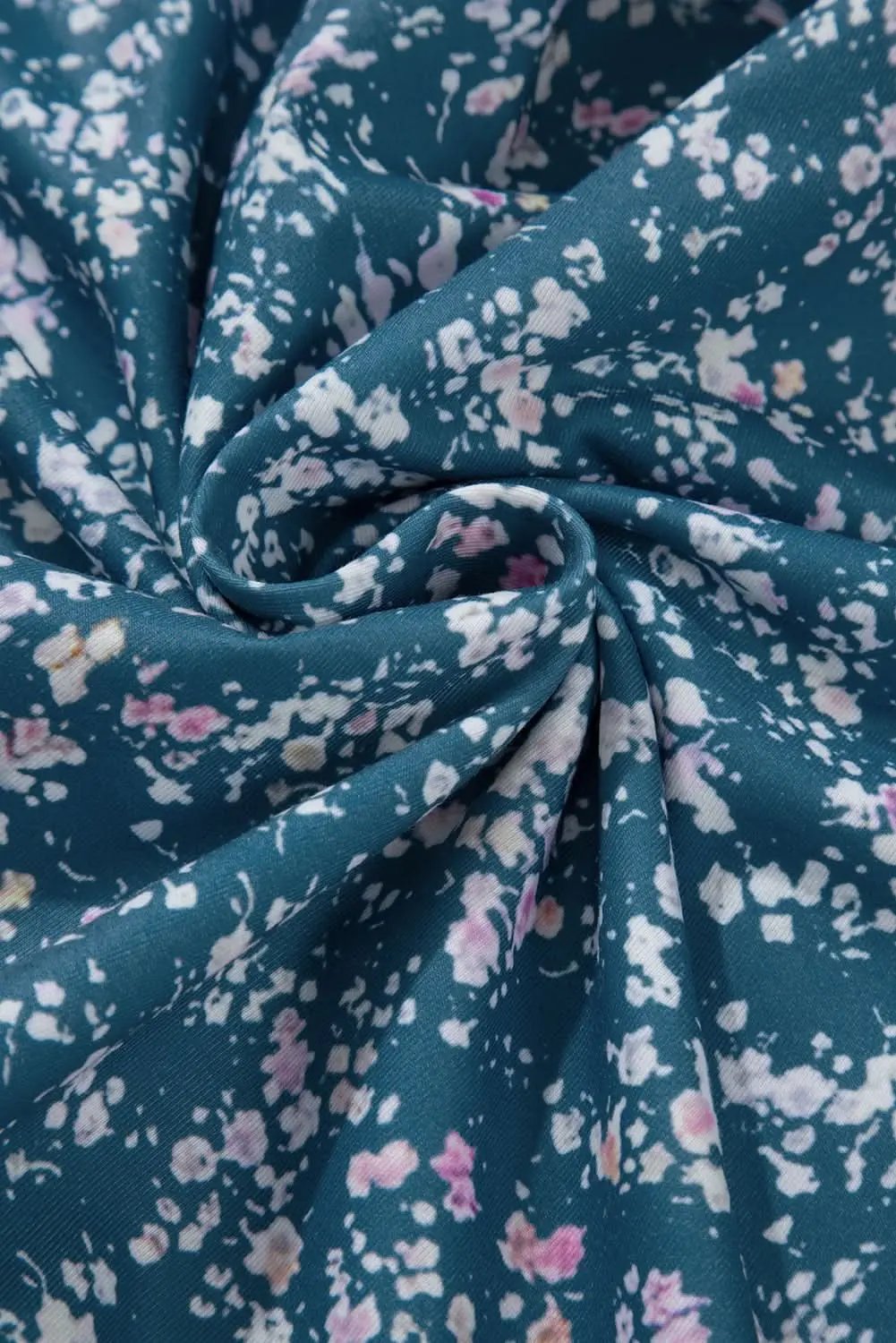 Orange Floral Color Block Ruffled Hem Round Neck Blouse - Love Salve 