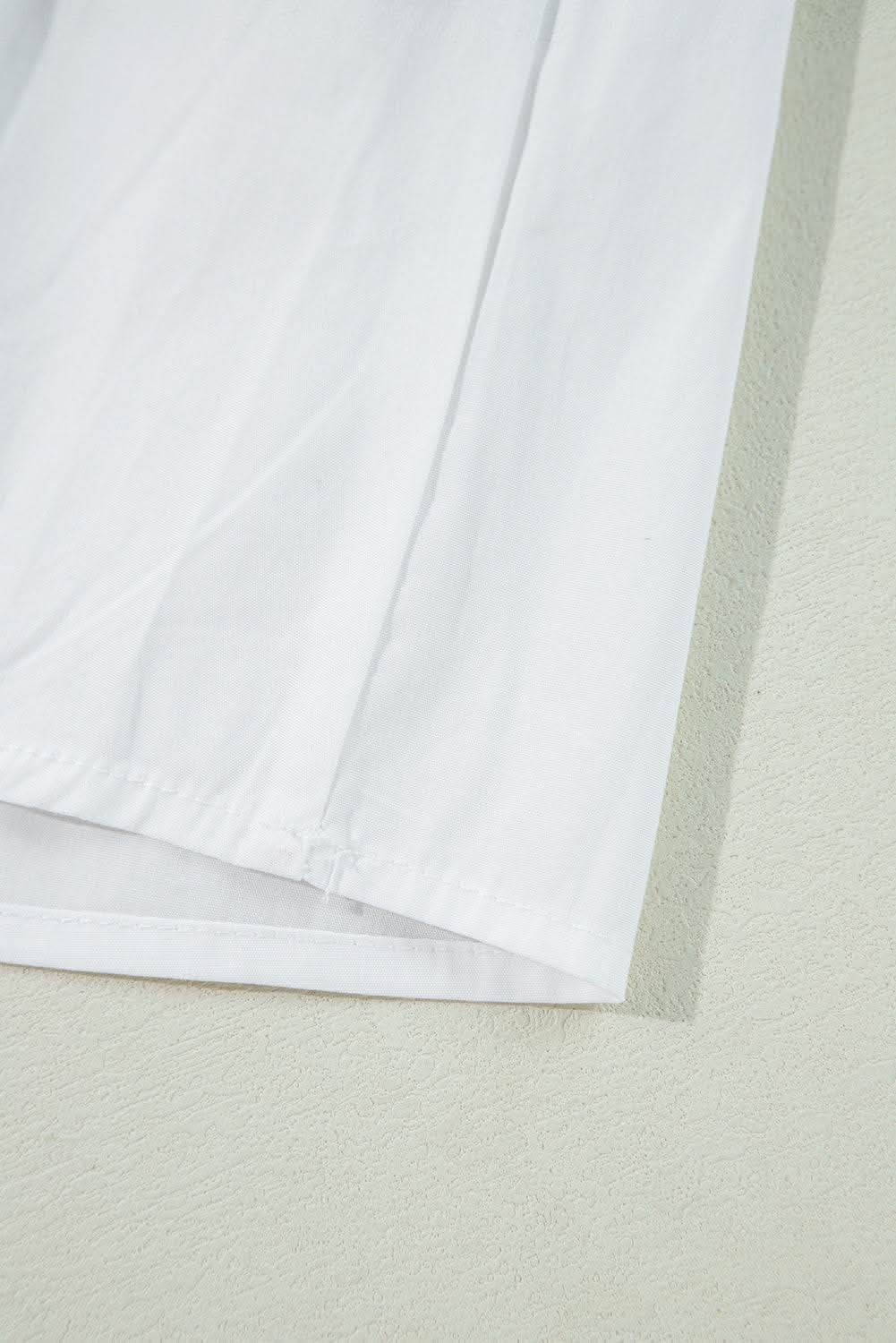 White Bow Knot Cutout Back Loose Fit 3/4 Sleeve Blouse - Love Salve 