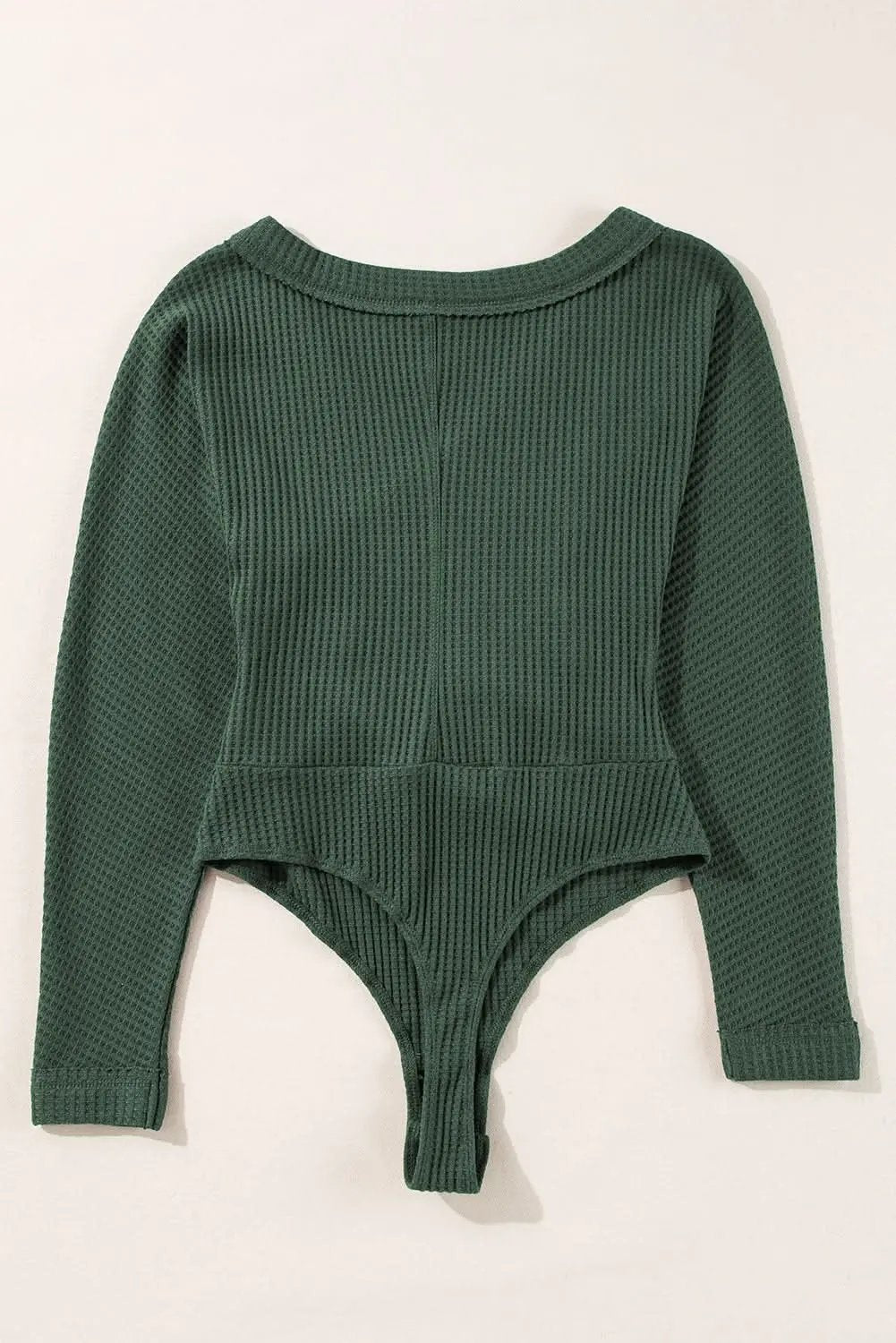 Chic blackish green ribbed bodysuit - Love Salve 