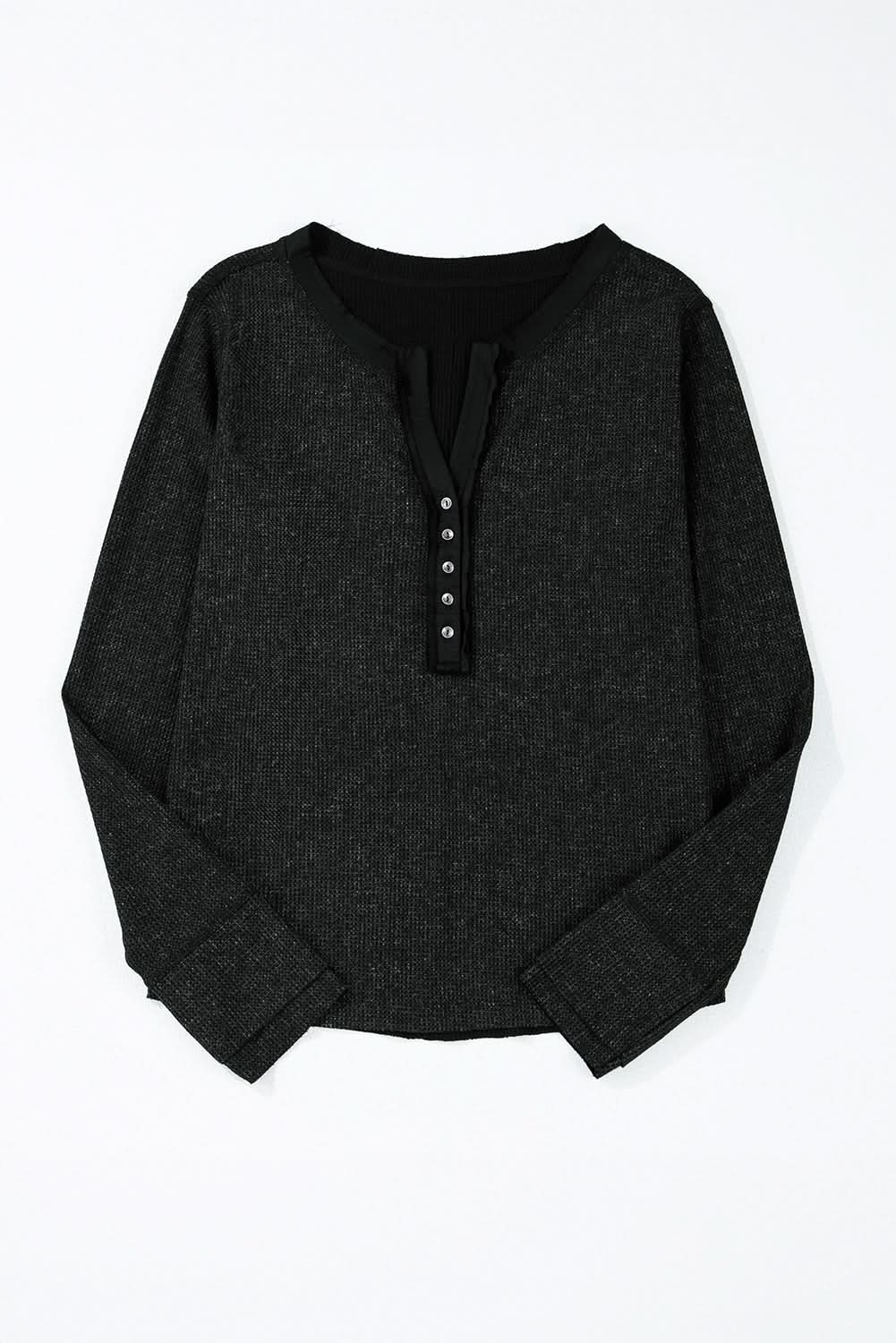 Chic black acid wash long sleeve top - Love Salve 