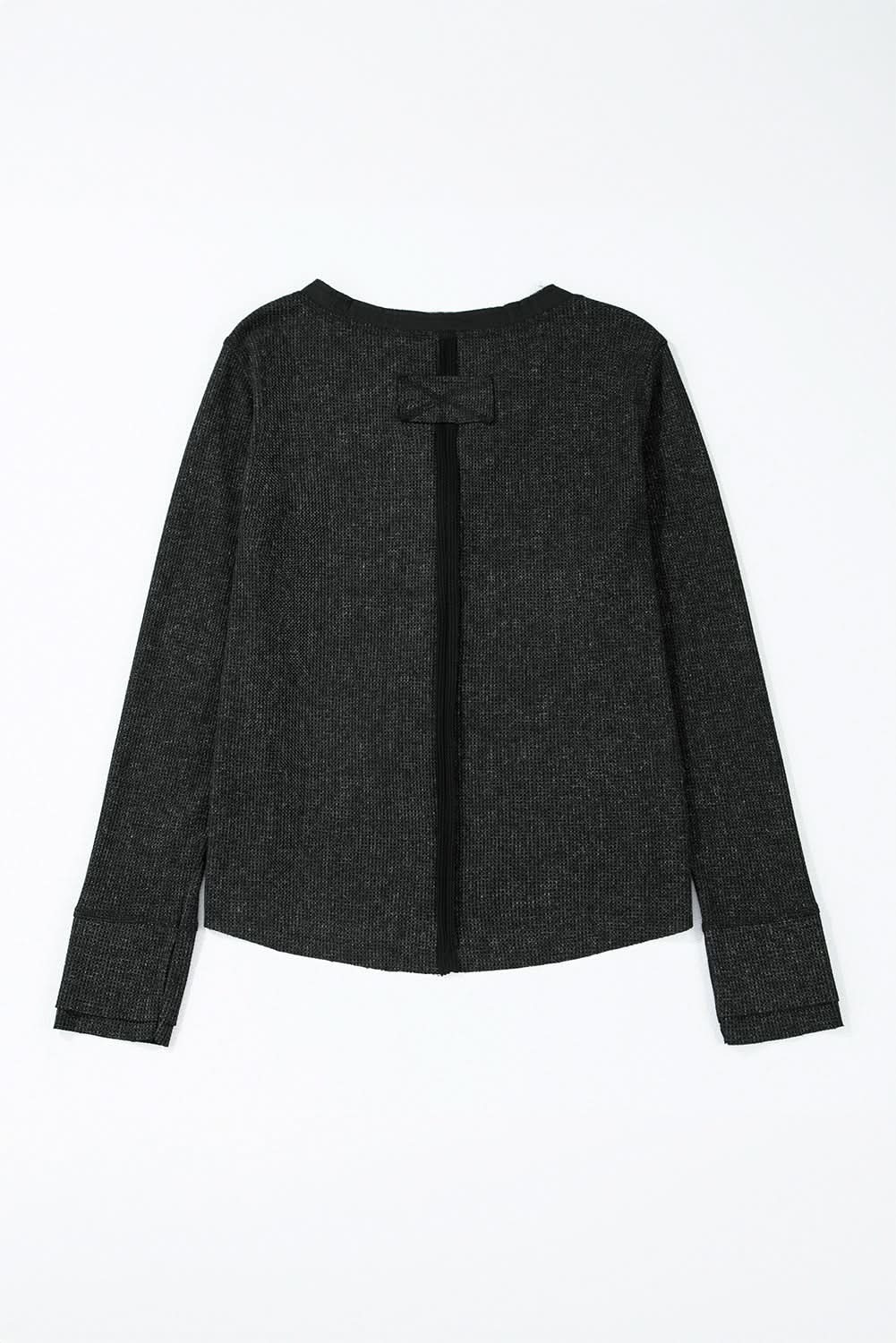 Chic black acid wash long sleeve top - Love Salve 