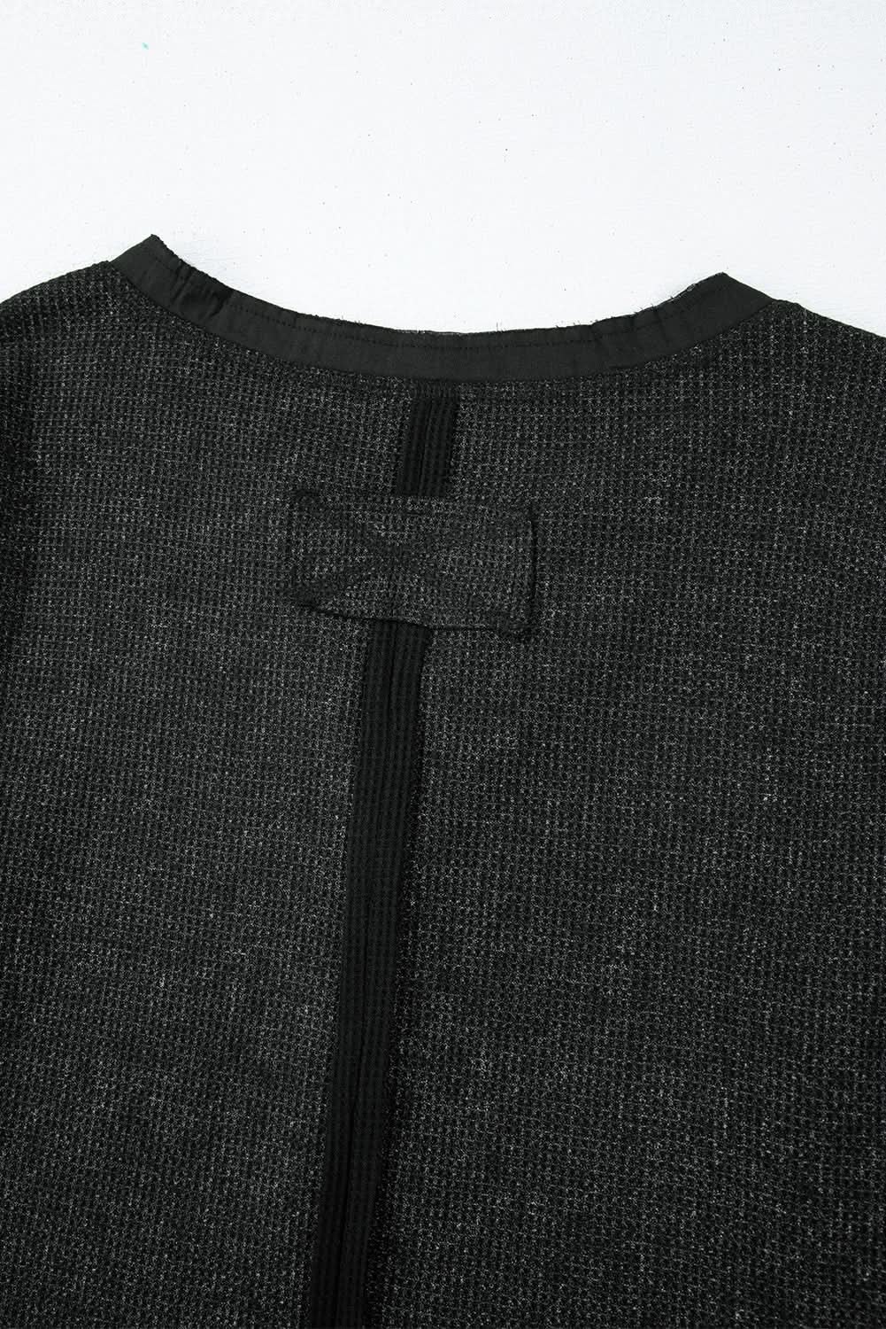 Chic black acid wash long sleeve top - Love Salve 