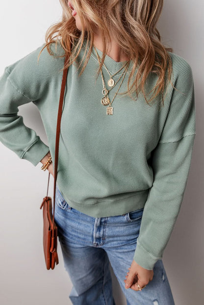 Clearly Aqua V-Neck Top - Cozy Knit - Love Salve 