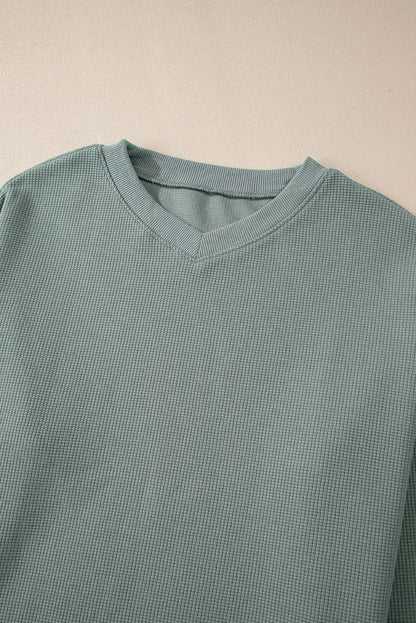 Clearly Aqua V-Neck Top - Cozy Knit - Love Salve 