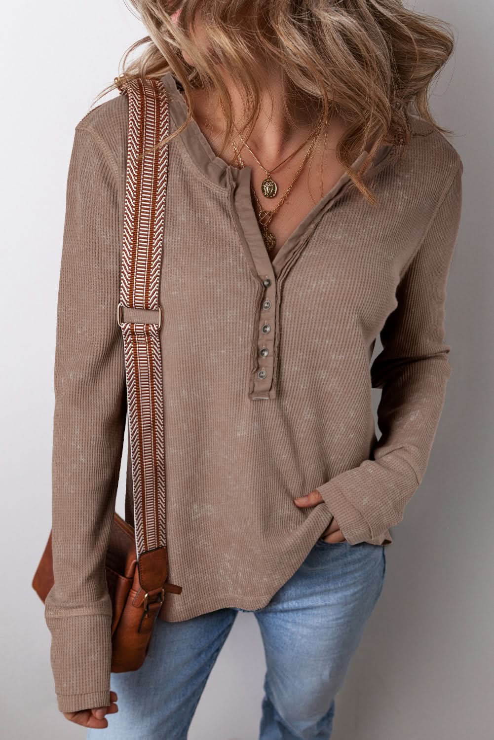 Coffee acid wash long sleeve top - Love Salve 