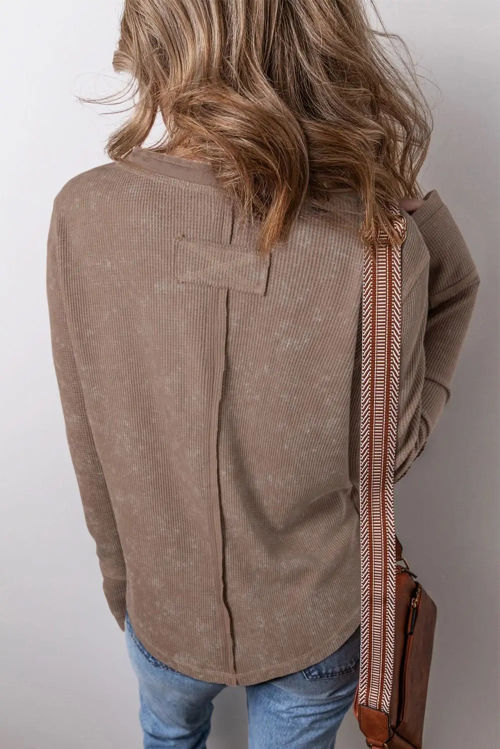 Coffee acid wash long sleeve top - Love Salve 