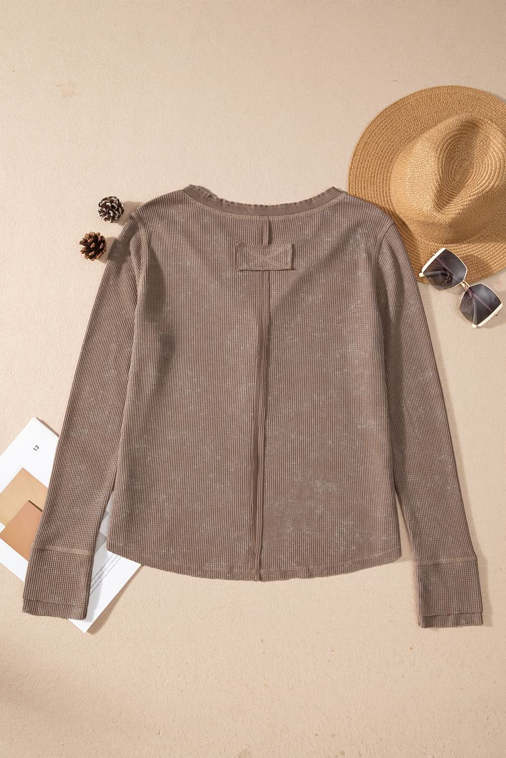 Coffee acid wash long sleeve top - Love Salve 