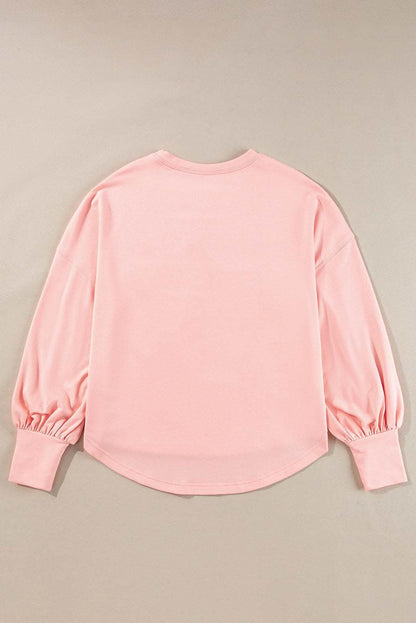 Gossamer Pink Studded Star Graphic Oversized Long Sleeve Top - Love Salve 
