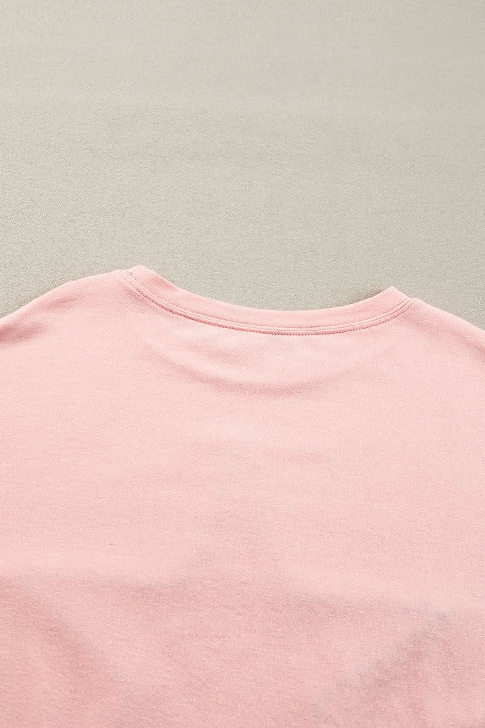 Gossamer Pink Studded Star Graphic Oversized Long Sleeve Top - Love Salve 