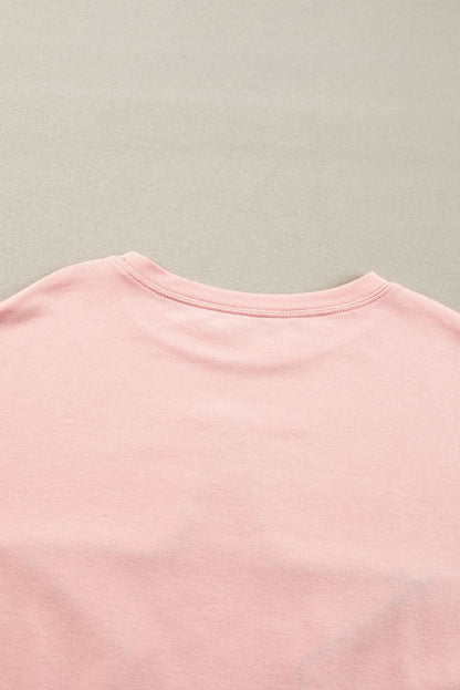 Gossamer Pink Studded Star Graphic Oversized Long Sleeve Top - Love Salve 