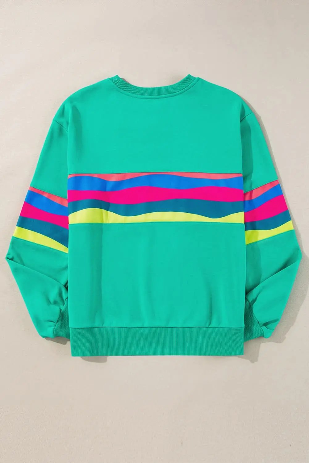 Green Colorful Striped Accent Long Sleeve T Shirt - Love Salve 