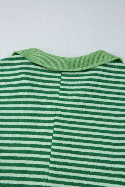 Chic green striped v-neck top - Love Salve 