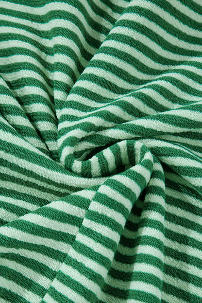 Chic green striped v-neck top - Love Salve 