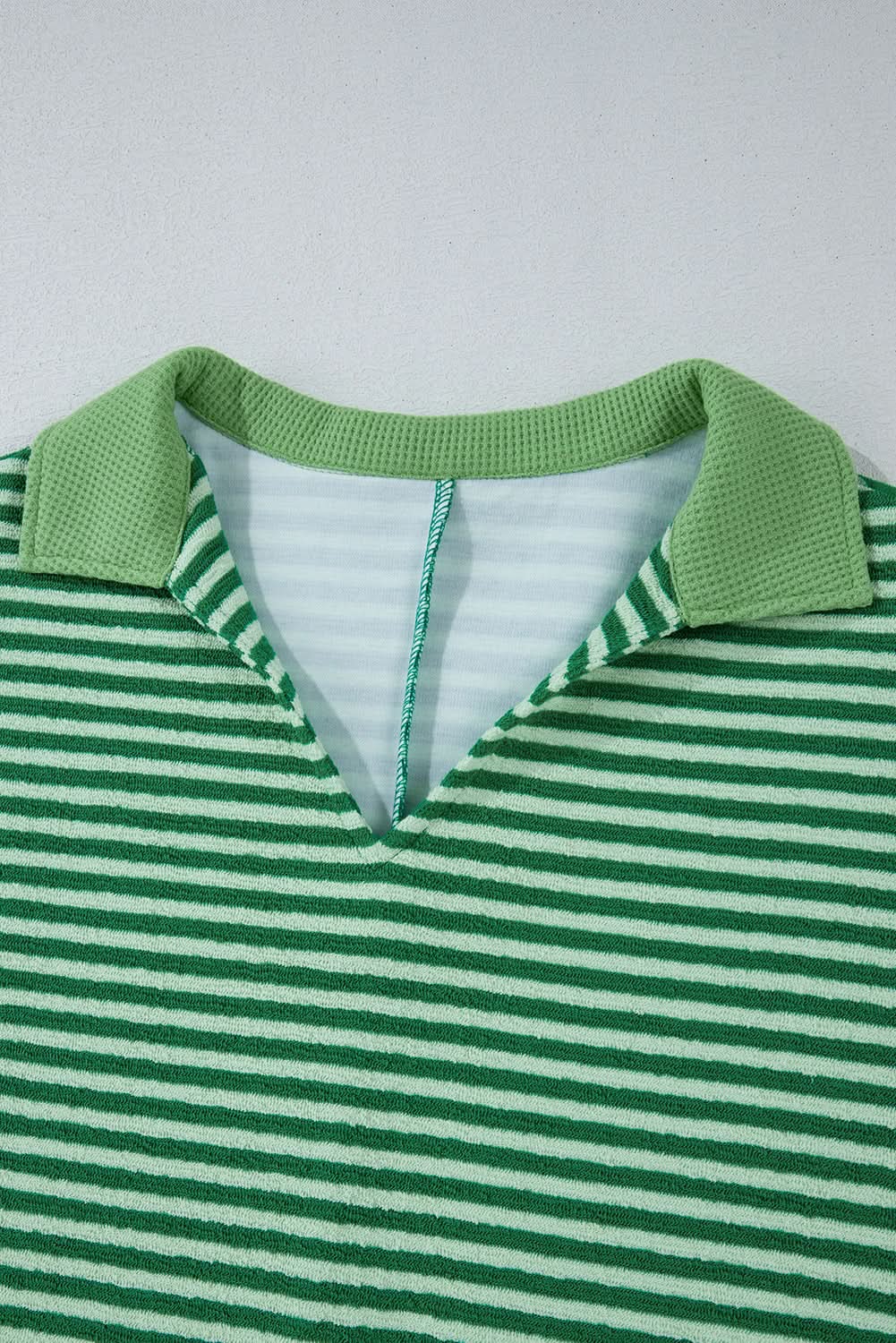 Chic green striped v-neck top - Love Salve 