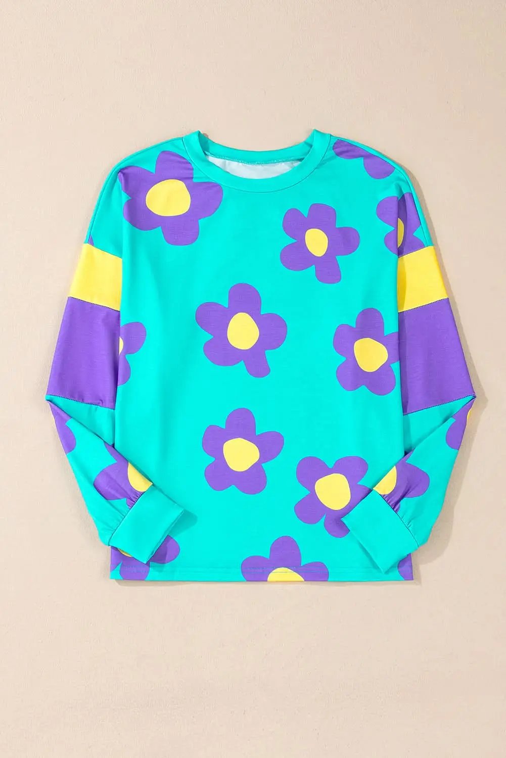 Sky blue floral long sleeve top - Love Salve 