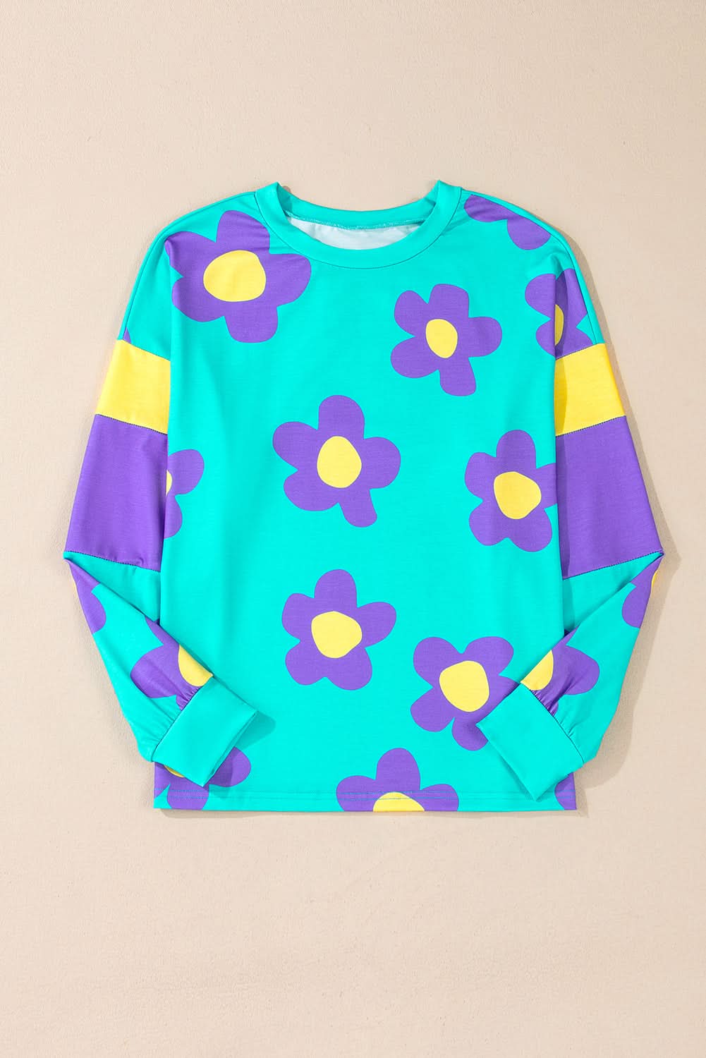 Sky blue floral long sleeve top - Love Salve 