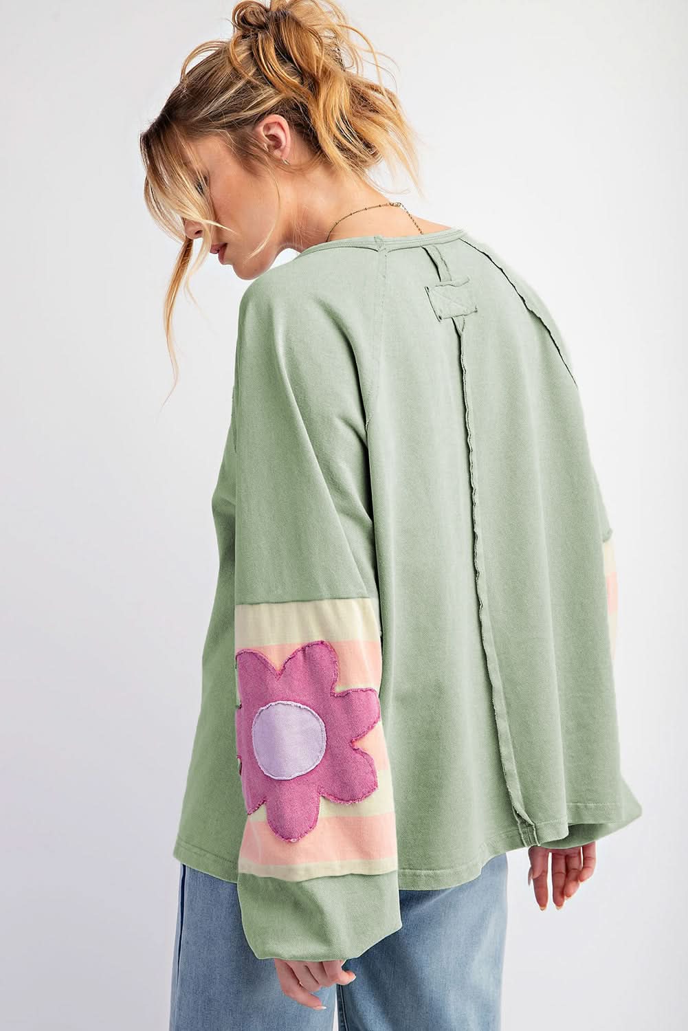 Floral oversized top in smoke green - Love Salve 