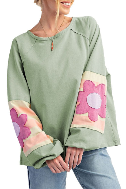 Floral oversized top in smoke green - Love Salve 