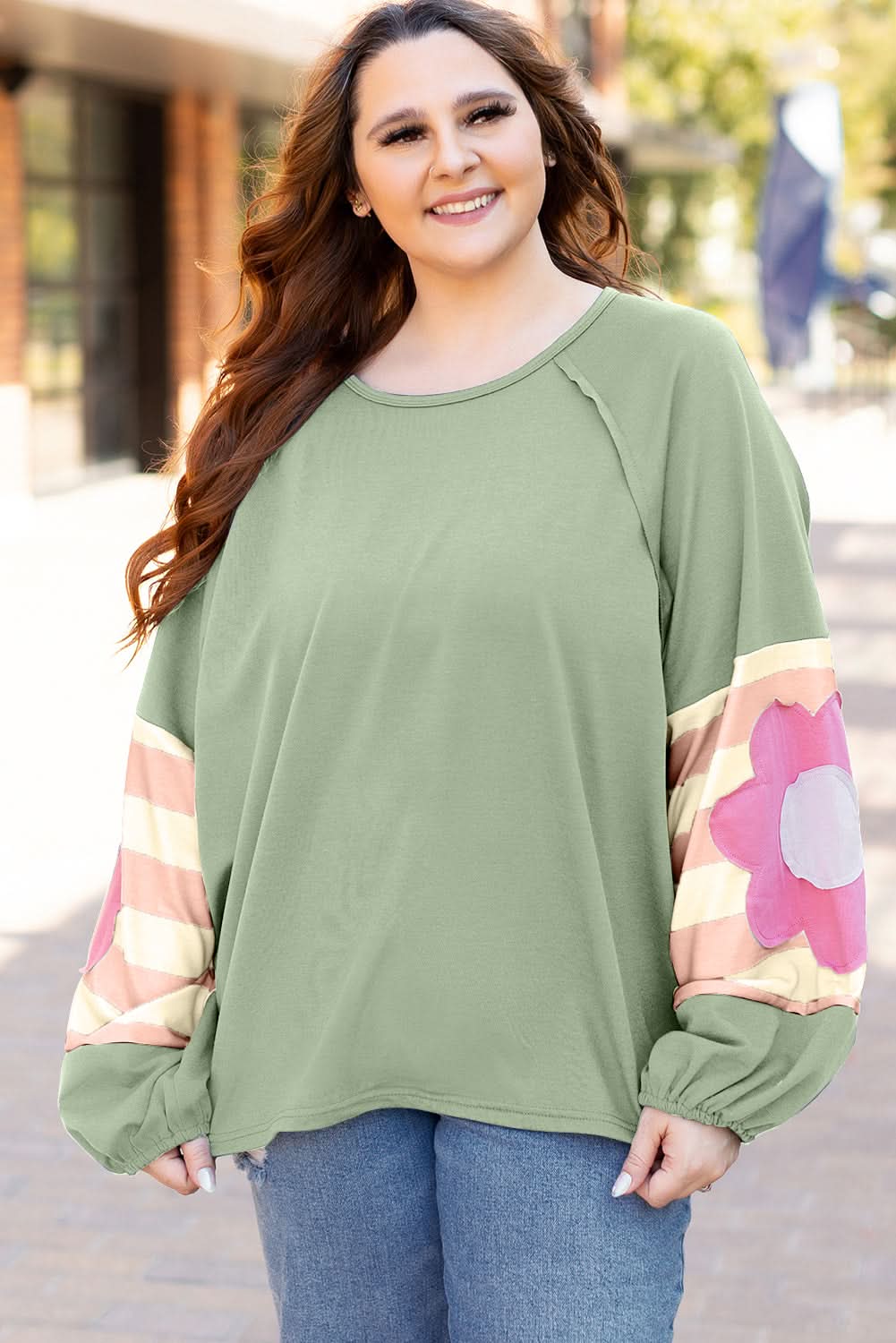 Floral oversized top in smoke green - Love Salve 