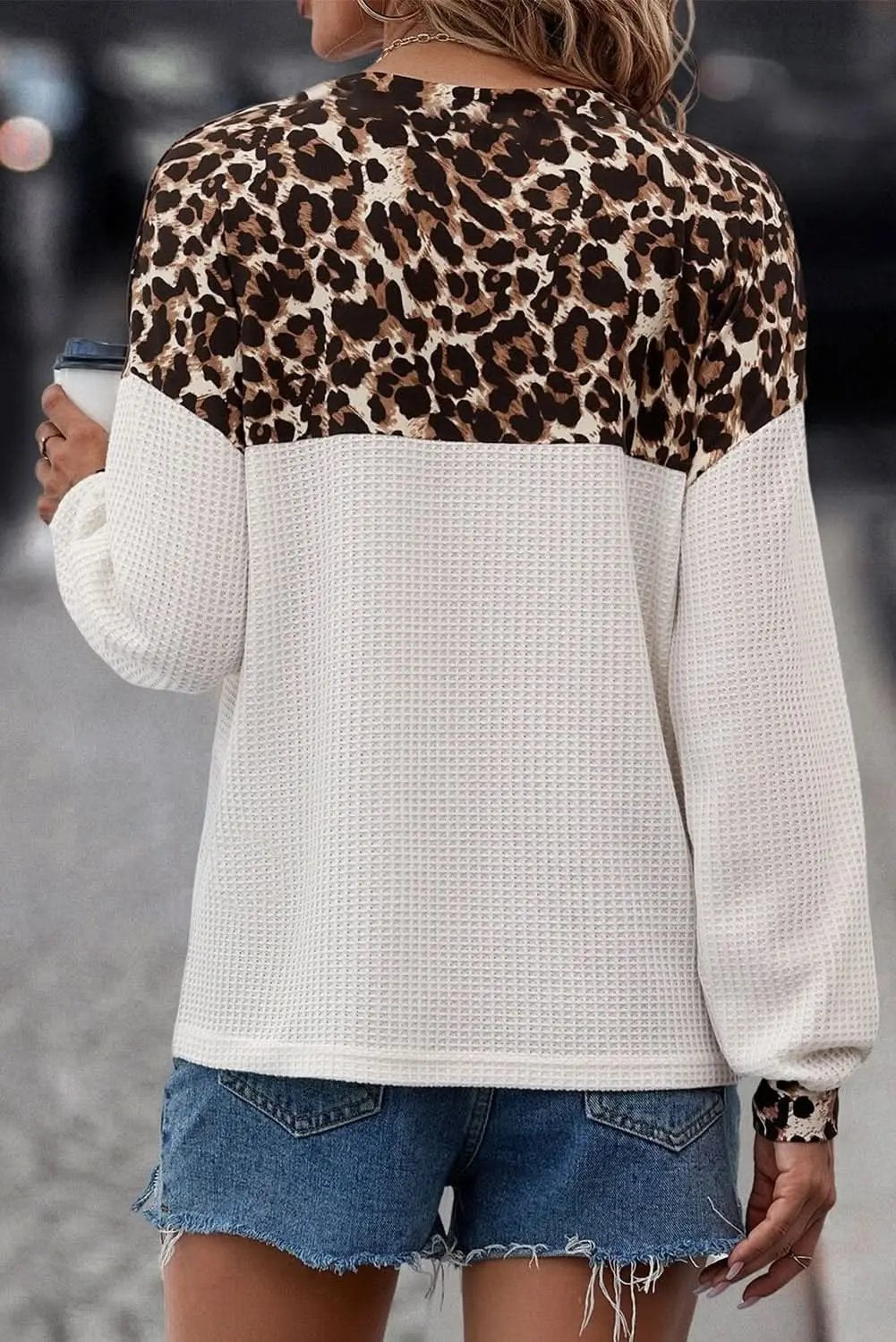White leopard v-neck knit top - Love Salve 