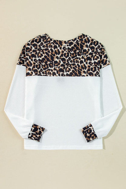 White leopard v-neck knit top - Love Salve 