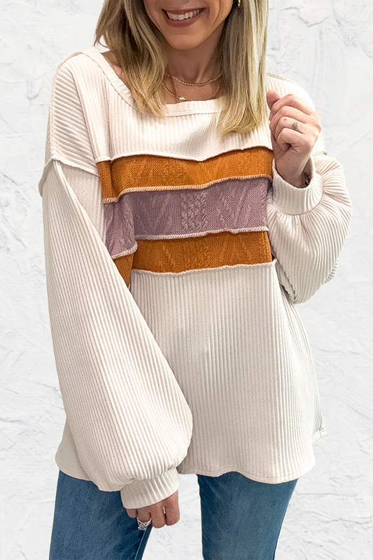White knit drop sleeve top - Love Salve 