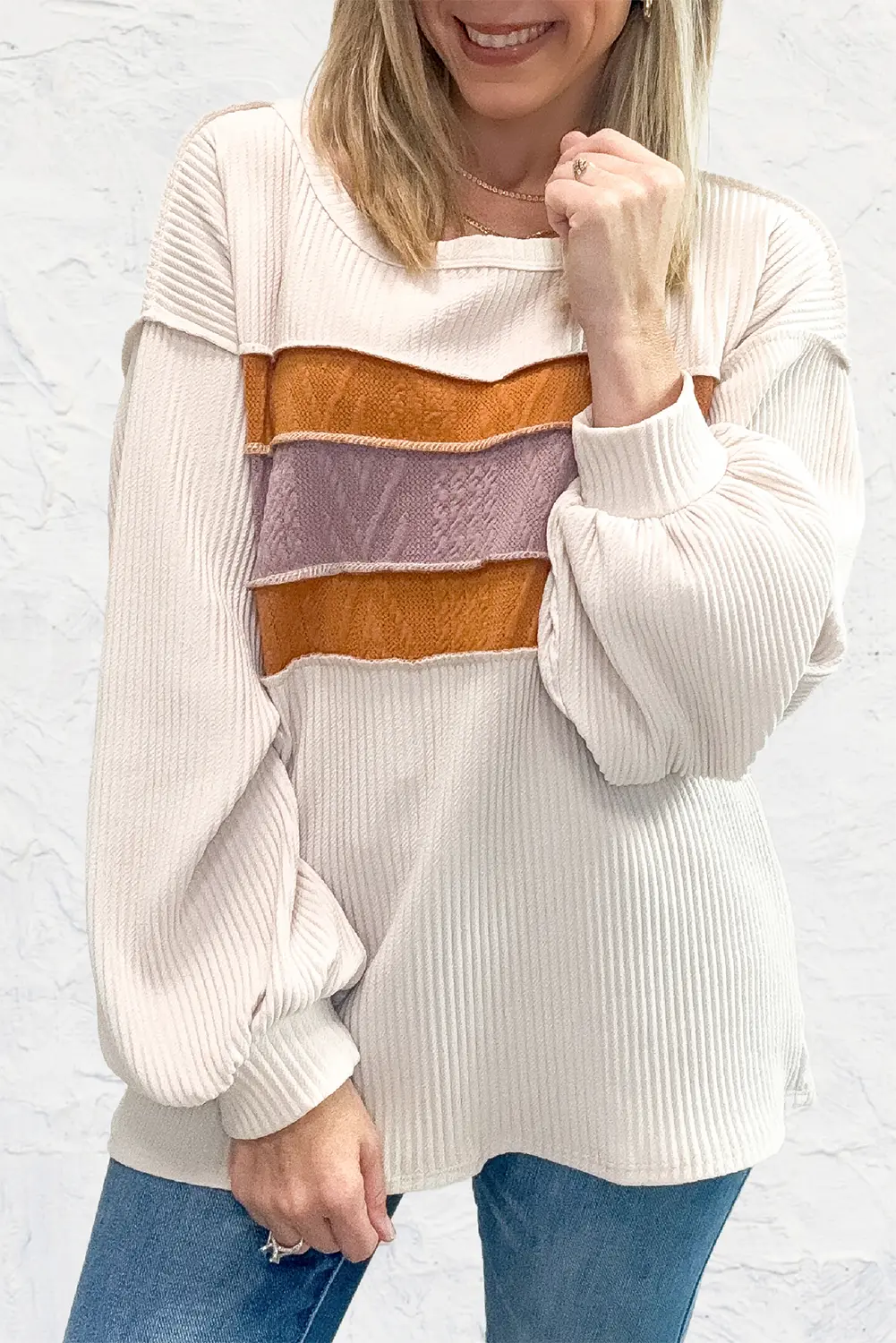 White knit drop sleeve top - Love Salve 