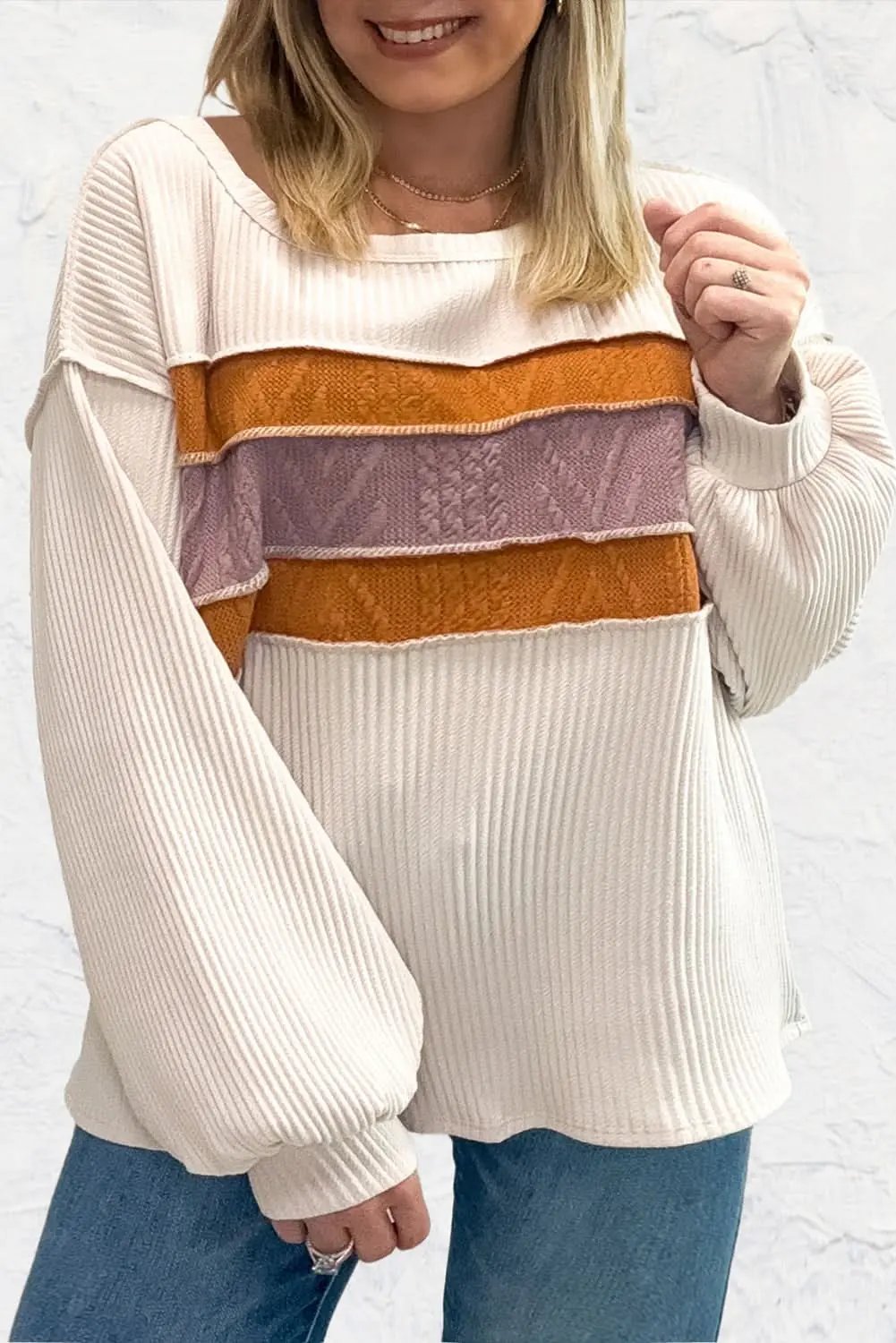 White knit drop sleeve top - Love Salve 