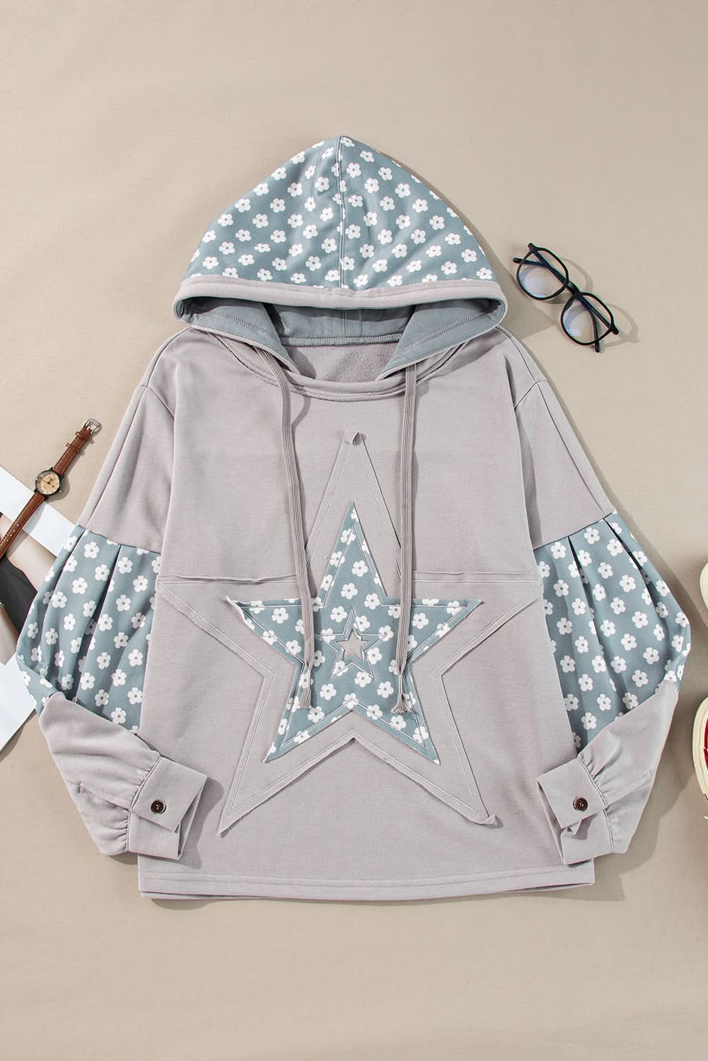 Beau floral patchwork hoodie - Love Salve 