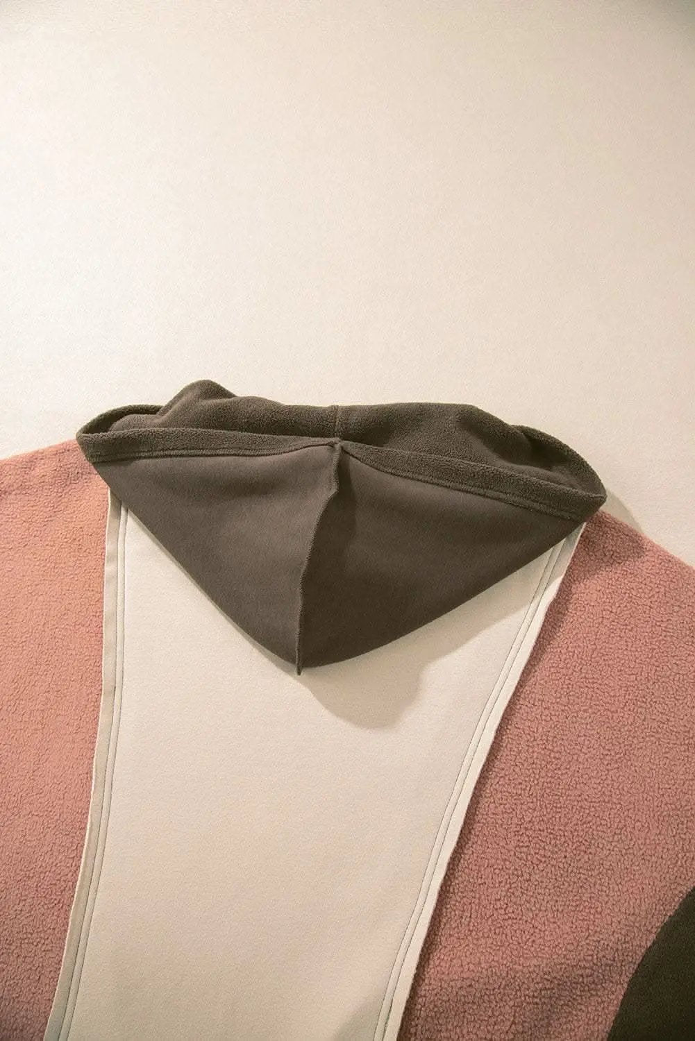 Beige Oversized Color Block Patchwork High Low Hoodie - Love Salve 