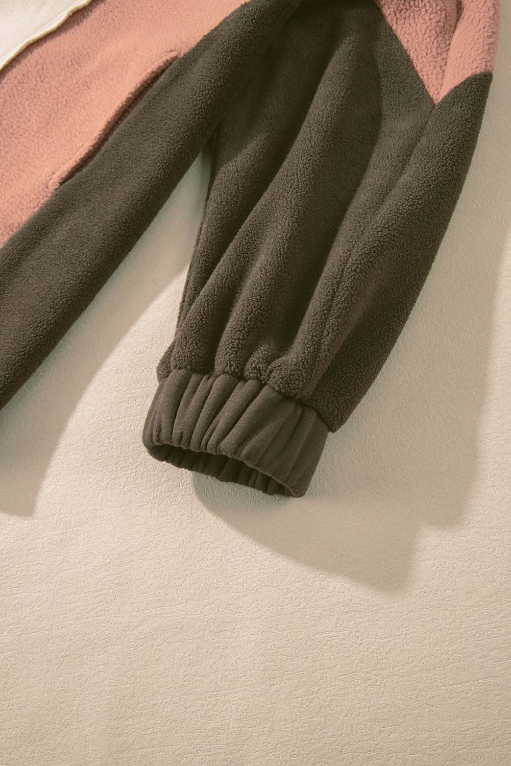 Beige Oversized Color Block Patchwork High Low Hoodie - Love Salve 