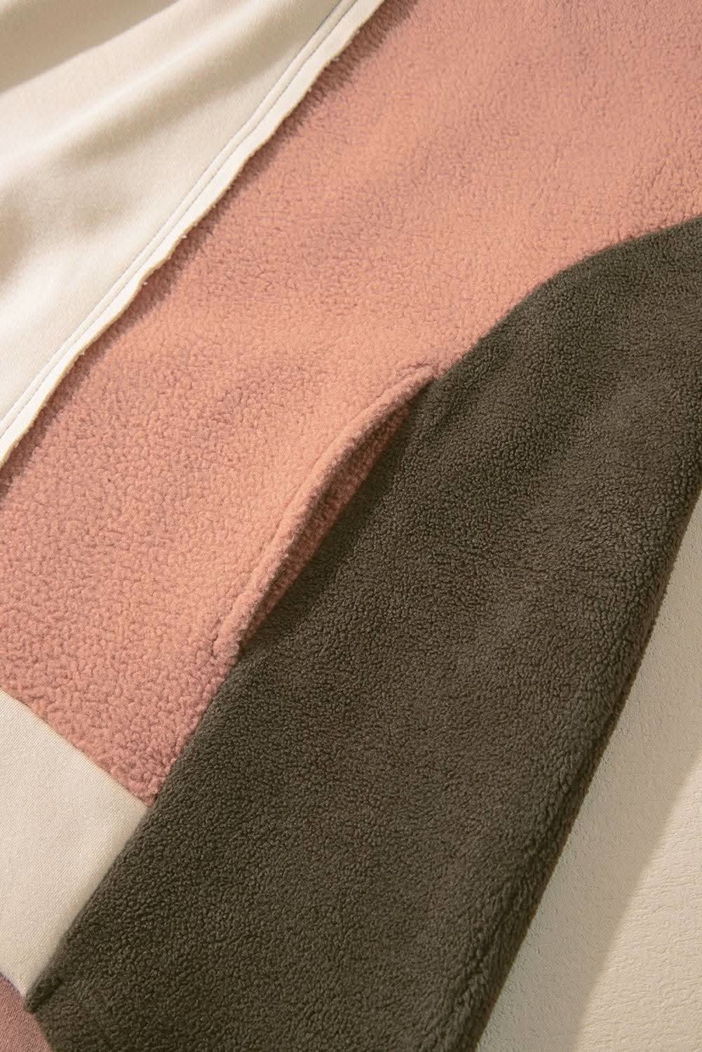 Beige Oversized Color Block Patchwork High Low Hoodie - Love Salve 