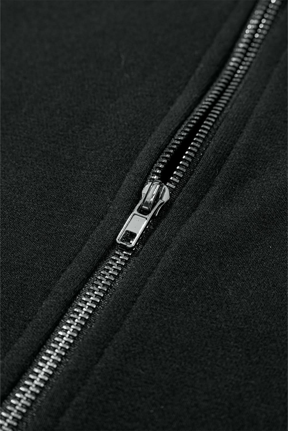 Black Solid Kangaroo Pocket Half Zipper Oversized Hoodie - Love Salve 