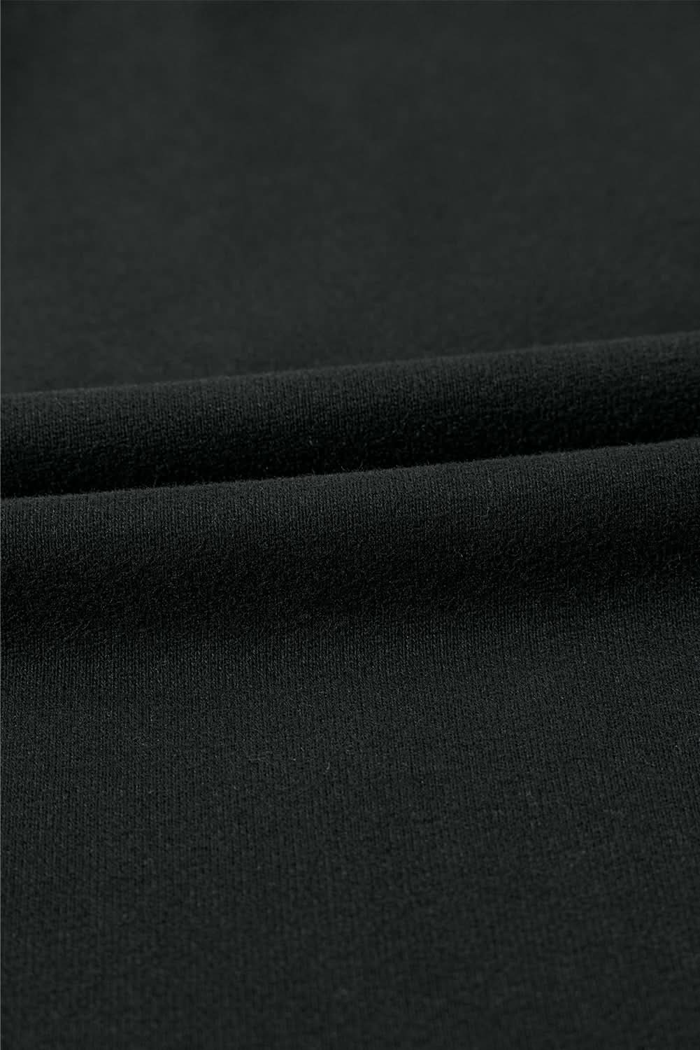 Black Solid Kangaroo Pocket Half Zipper Oversized Hoodie - Love Salve 